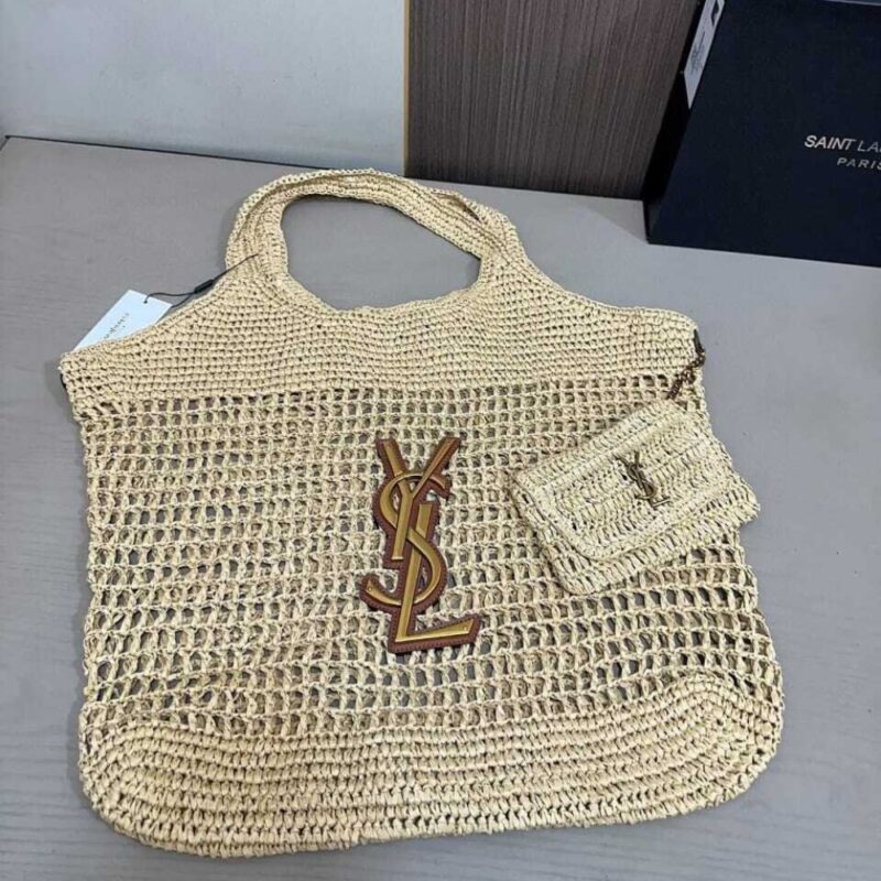 Alternative view of Saint Laurent Icare In Raffia Natural Gold 43Cm 772191GAAEK2063