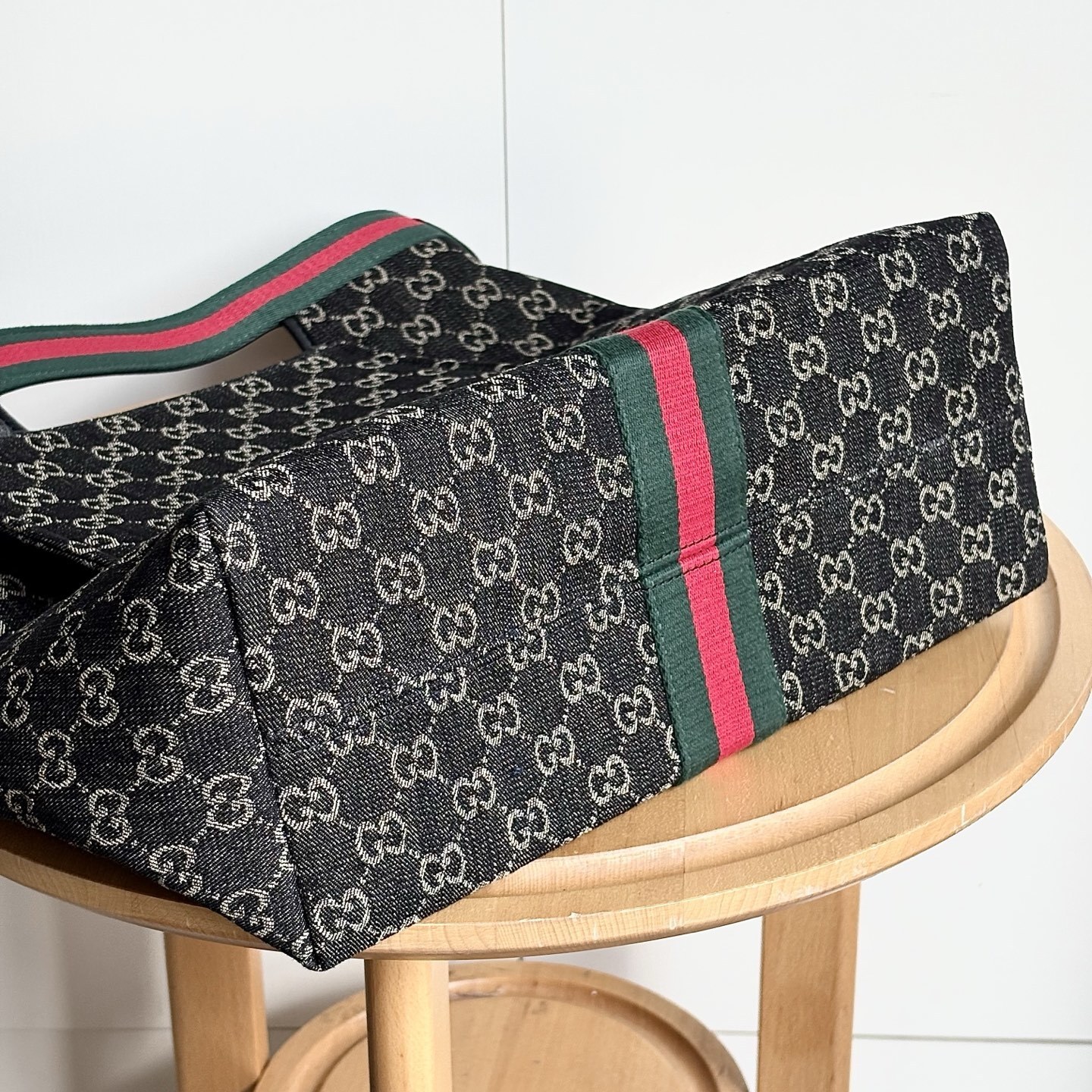 Gucci Giglio Large Tote Bag Black And White GG Denim 39Cm 865452 UN3AG 1099 - Image 5