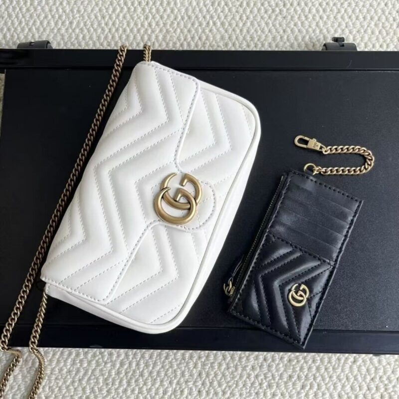 Alternative view of Gucci Gg Marmont Mini Bag With Cardholder White 21Cm ‎751526 Aacce 9053