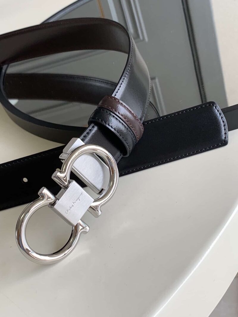 Alternative view of Salvatore Ferragamo Reversible Leather Belt Black 3.5Cm