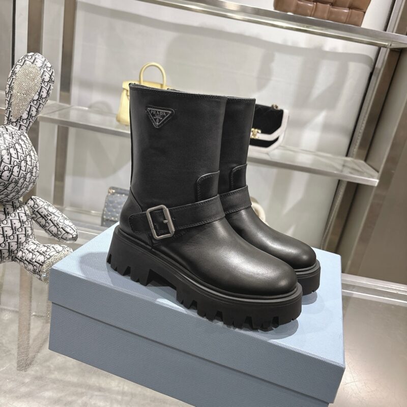 Alternative view of Prada Leather Booties Black 1U187O Uze F0002 F 050
