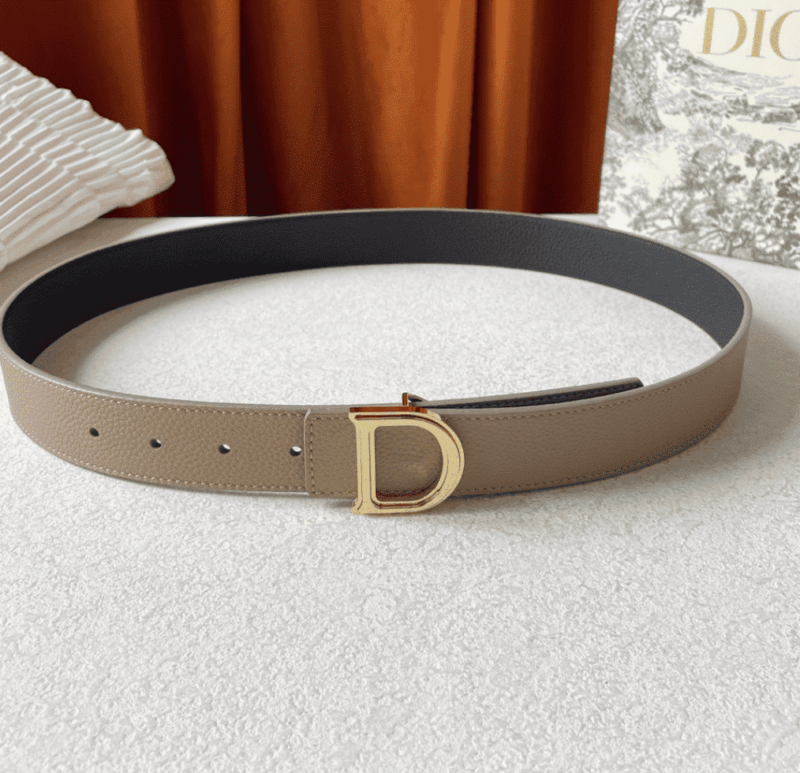 Alternative view of DIOR LEATHER BELT WITH D LOGO LIGHT BROWN 35MM
