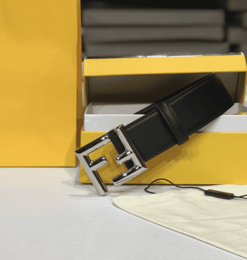 Alternative view of Fendi Black Leather Belt With Ff Silver Buckle 40Mm
