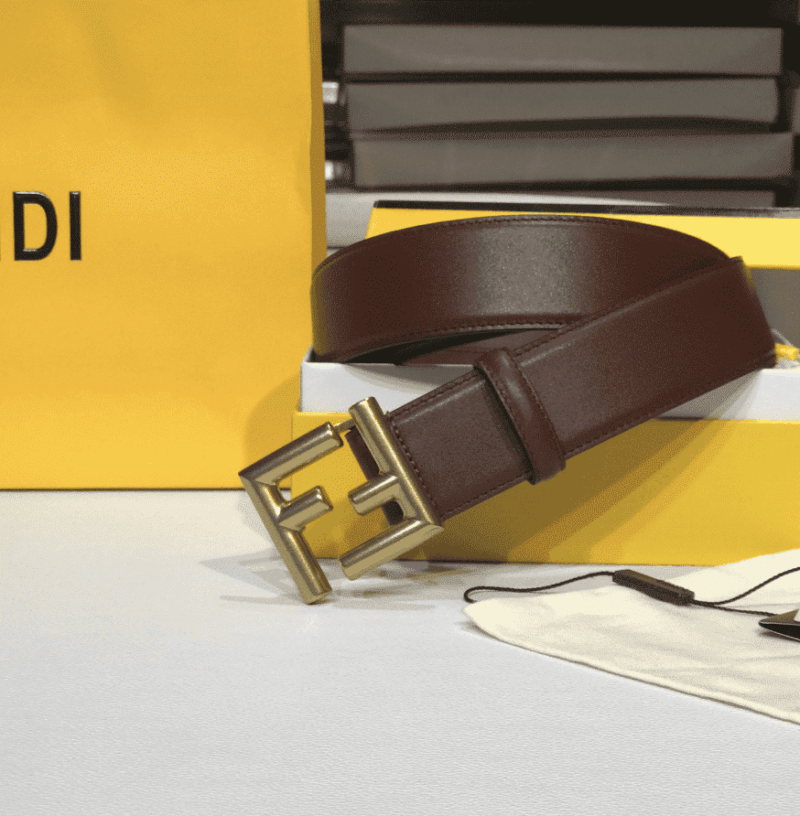 Alternative view of Fendi Brown Leather Belt With Ff Gold Buckle 40Mm