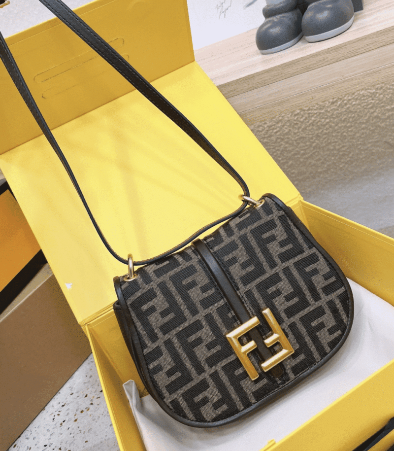 Alternative view of Fendi C'Mon Small Brown Ff Jacquard Fabric Bag 20Cm 8Bs082Aq08F1Mje