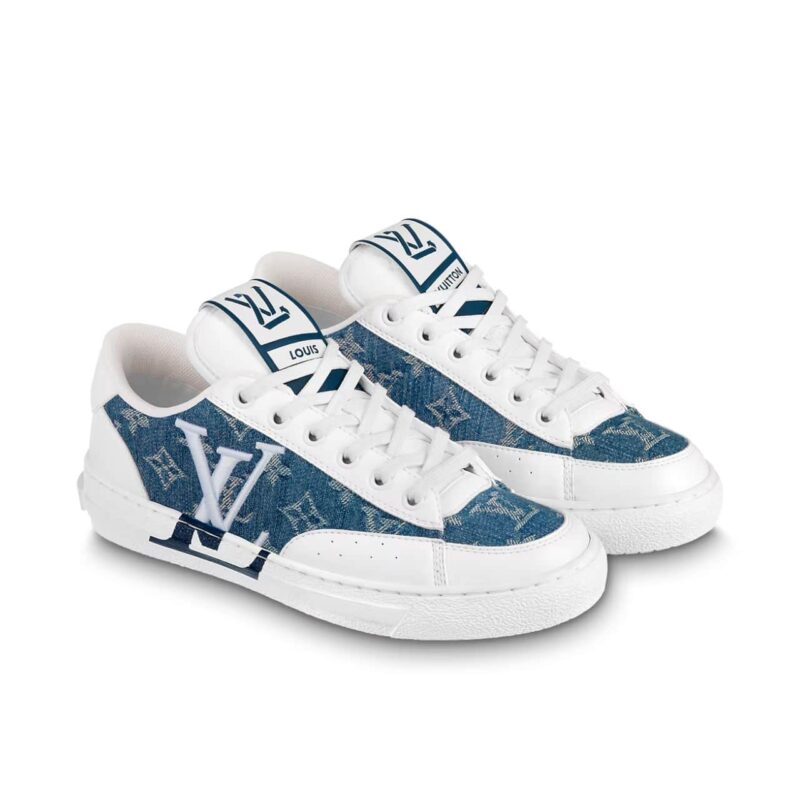 Louis Vuitton Charlie Trainers Monogram Denim White Blue 1Aaw2G