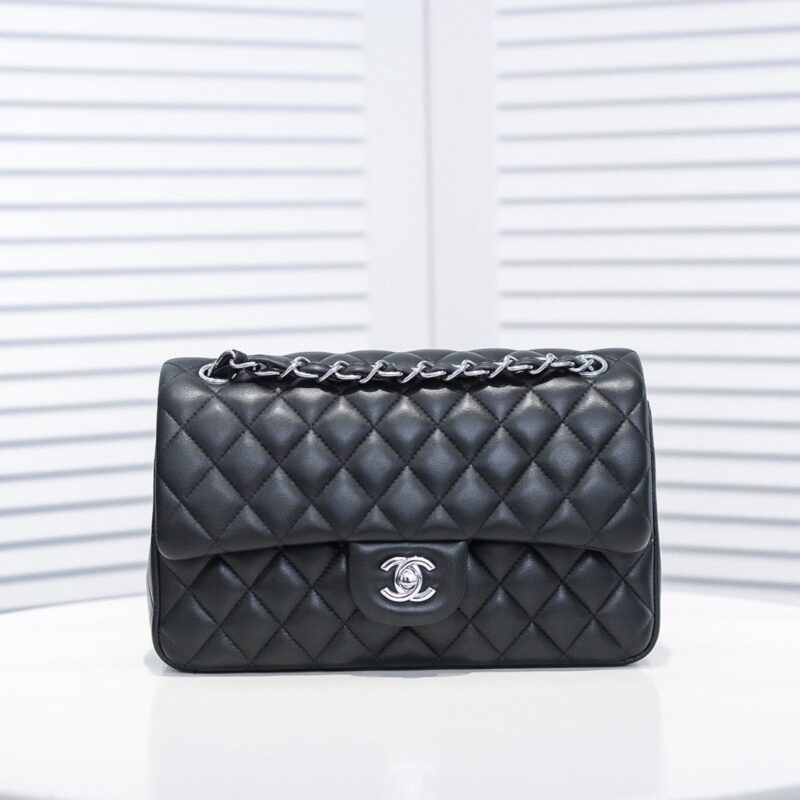 Alternative view of Chanel Medium Classic Flap Bag Silver Hardware Black 25Cm A01113 Y01480 94305