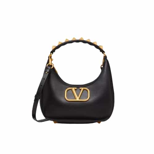 Valentino Stud Sign Calfskin Hobo Bag In Black 1W2B0K69Eim0No