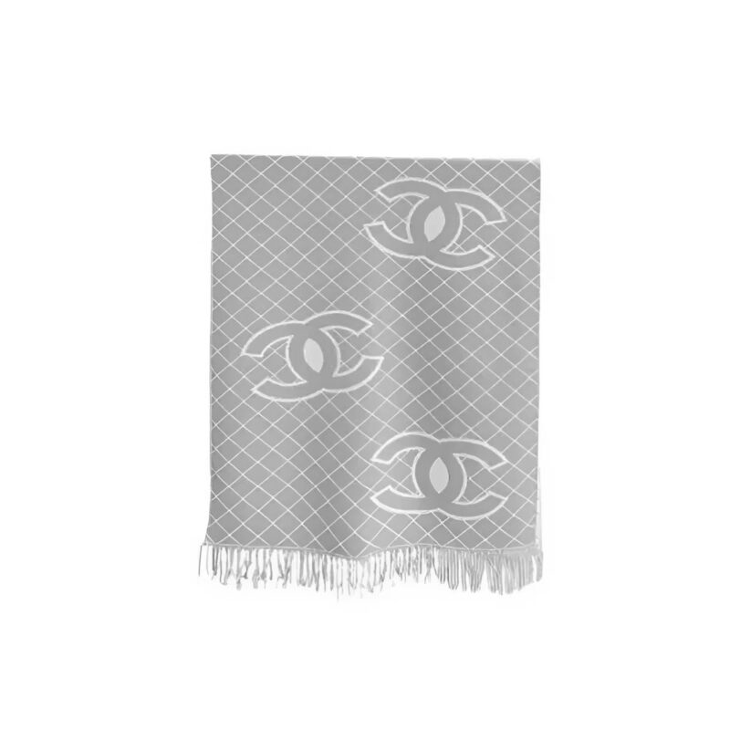 Chanel Cashmere Shearling Scarf Grey