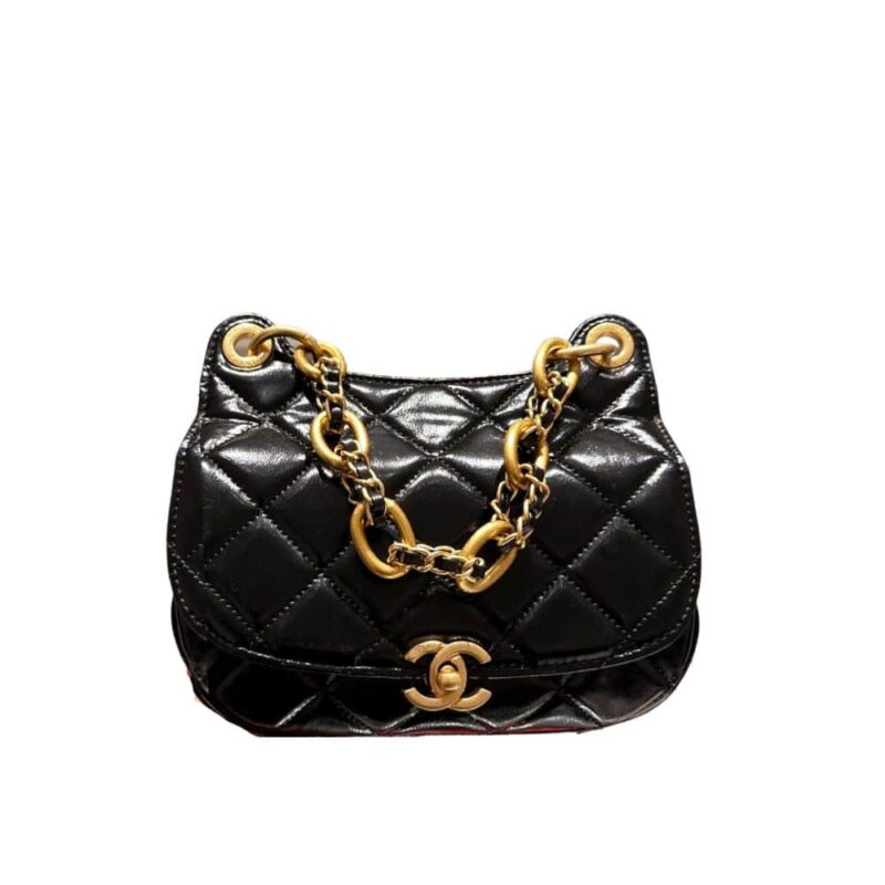 Chanel Hobo Bag With Chain And Gold Hardware Black 21Cm