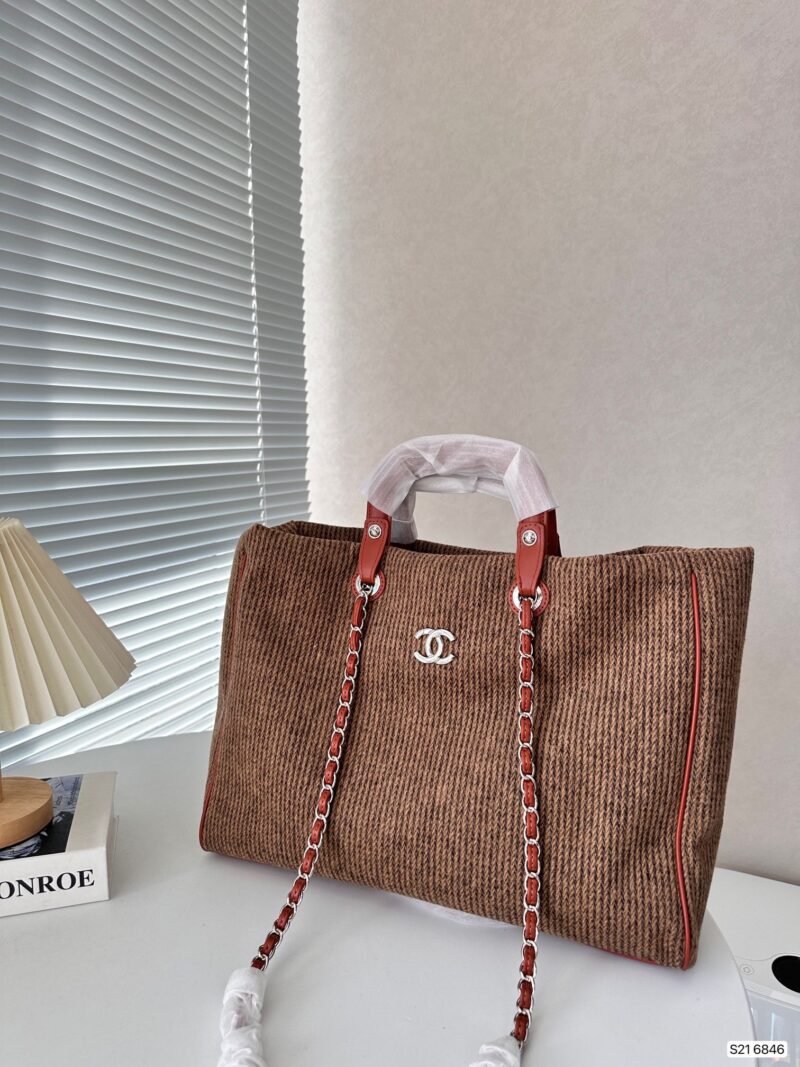 Alternative view of Chanel Deauville Large Tote Shopping Bag Brown 38Cm