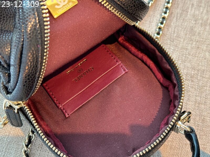 Alternative view of Chanel Grained Calfskin Leather Backpack With Chain Black 18Cm