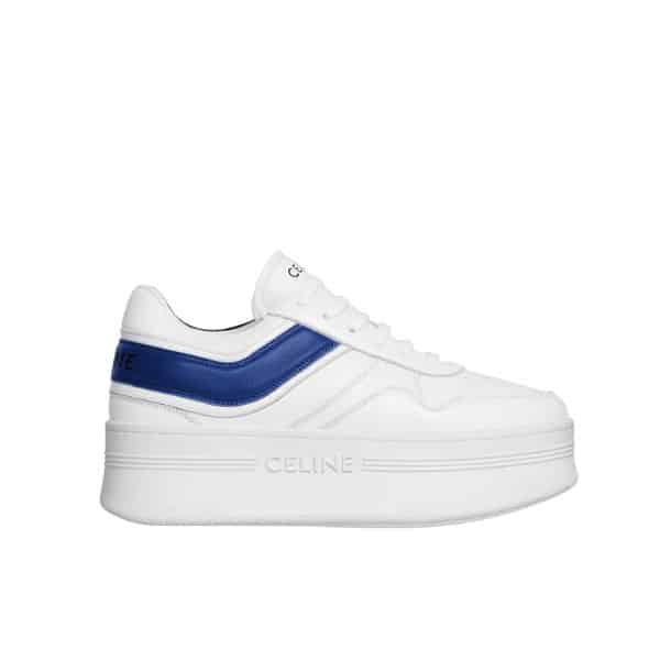 Celine Block Sneakers With Wedge In Calfskin Optic White Blue 346163338C01Ub