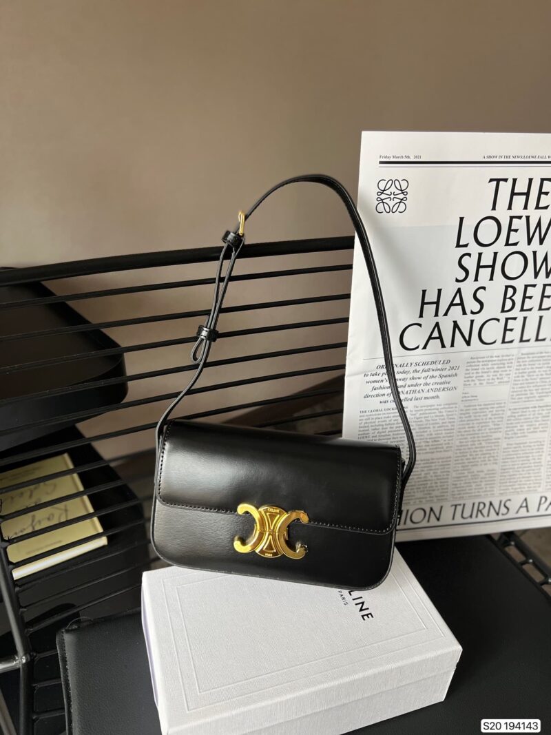 Alternative view of Celine Shoulder Bag Triomphe In Shiny Calfskin Black 18Cm 194143Bf438No