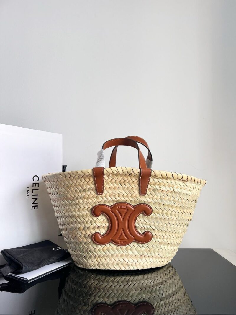 Alternative view of Celine Teen Celine Classic Panier In Palm Leaves Tan 25Cm 113832Efa 04Lu