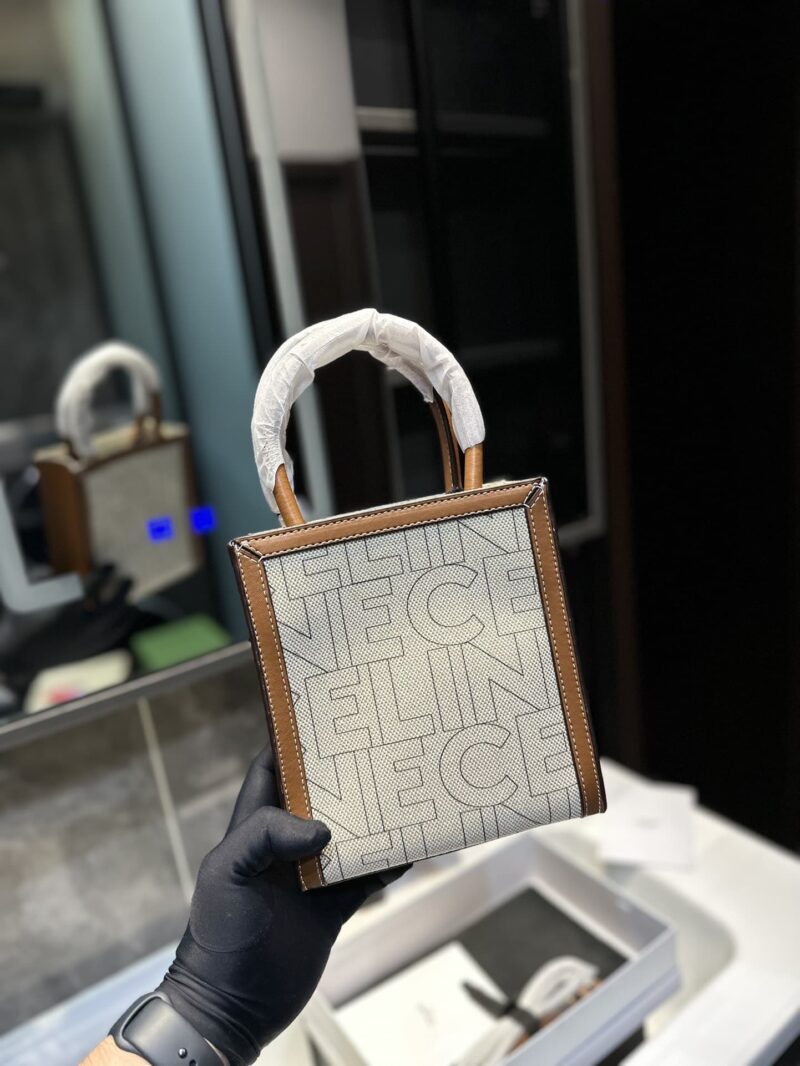 Alternative view of Celine Mini Vertical Cabas Celine In Textile With Celine All Over Print Natural Tan 21Cm 193302Euk 02Nt