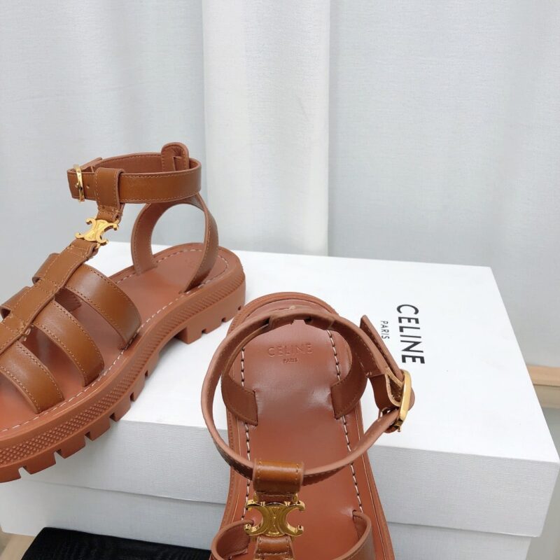 Alternative view of Celine Clea Triomphe Gladiator Chunky Sandal In Calfskin Vegetal Tanning 352463778C04Lu