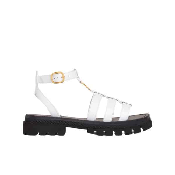 Celine Clea Triomphe Gladiator Chunky Sandal In Calfskin Optic White 343593617C01Op
