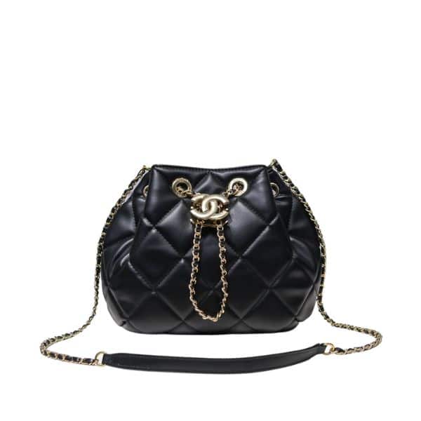 Chanel Drawstring Bag Black 15Cm