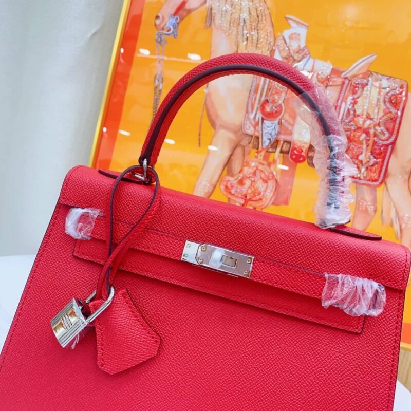 Alternative view of Hermès Kelly Sellier 25 Casaque Epsom Rouge With Silver Hardware In 25Cm