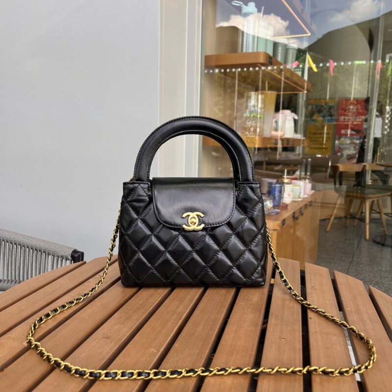 Alternative view of Chanel Kelly Mini Shopping Bag Shiny Aged Gold Tone Metal Black 19Cm AS4416 B14296 94305