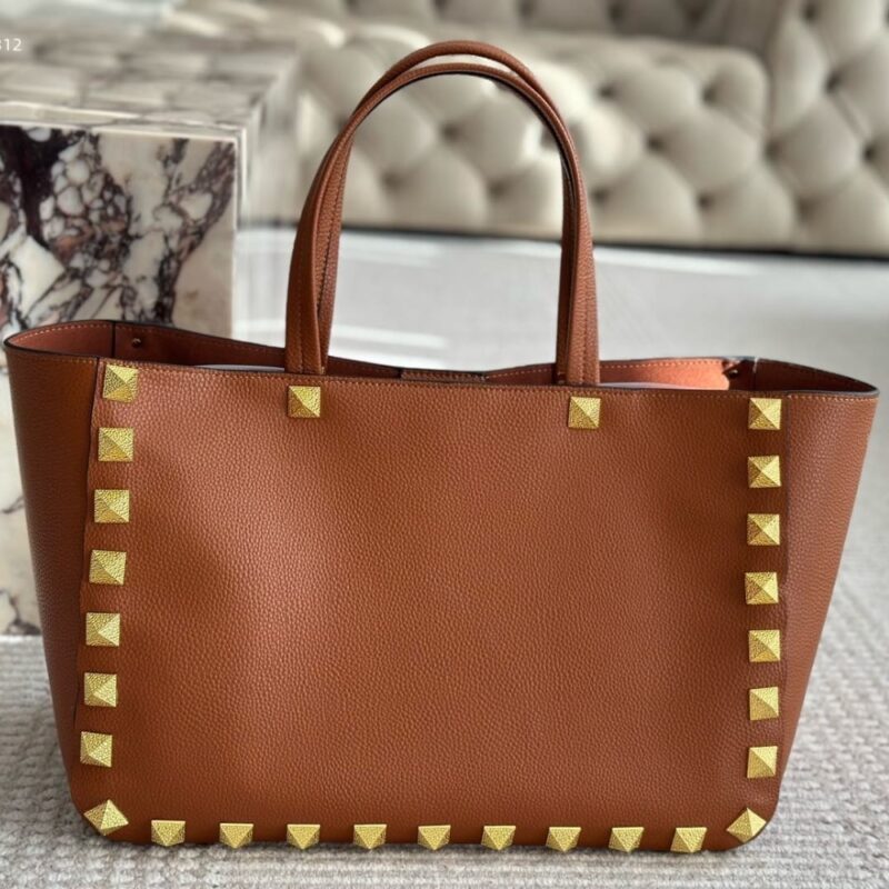 Alternative view of Valentino Garavani Rockstud Tote Bag Brown 40Cm
