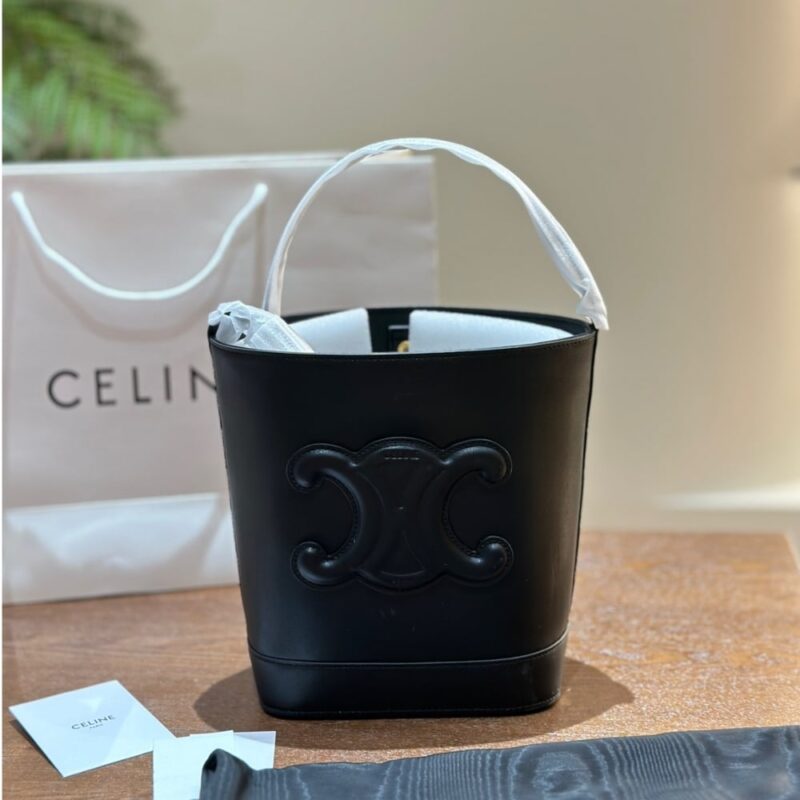 Alternative view of Celine Small Bucket Cuir Triomphe In Black 17Cm 113783Eny 38No