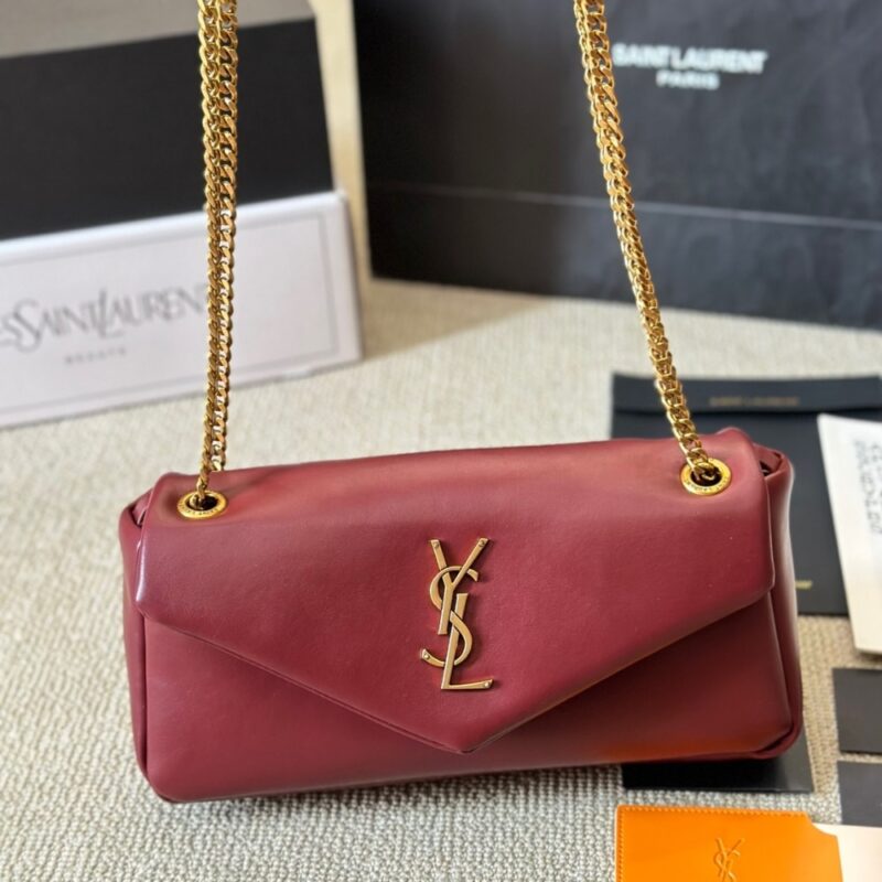 Alternative view of Saint Laurent Calypso Small In Plunged Rouge Merlot 27Cm 734153Aacqo6268