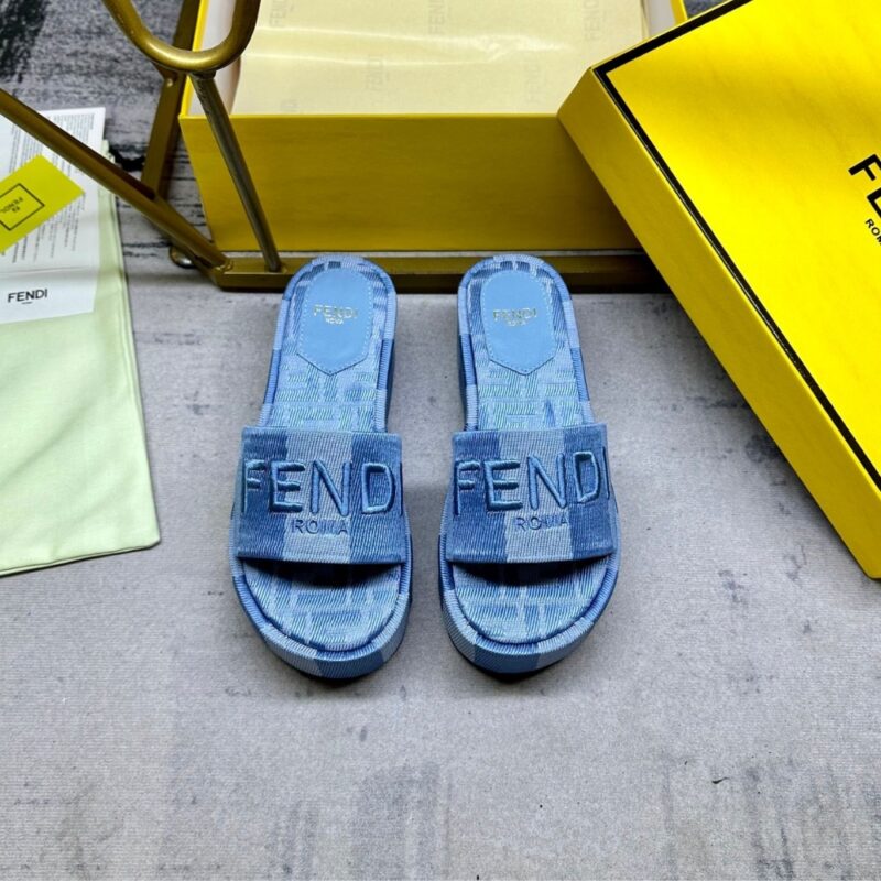 Alternative view of Fendi Sunshine Flatform Slides Light Blue Denim 8R8515Asb5F1Std