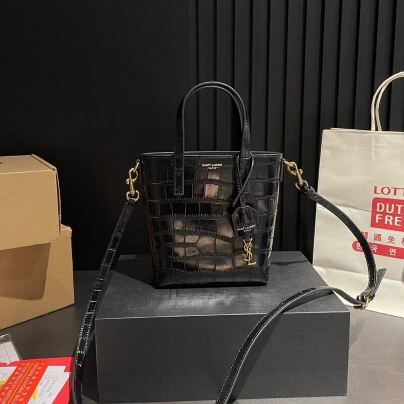 Alternative view of Saint Laurent Toy Shopping Tote Bag Crocodile Black 18Cm