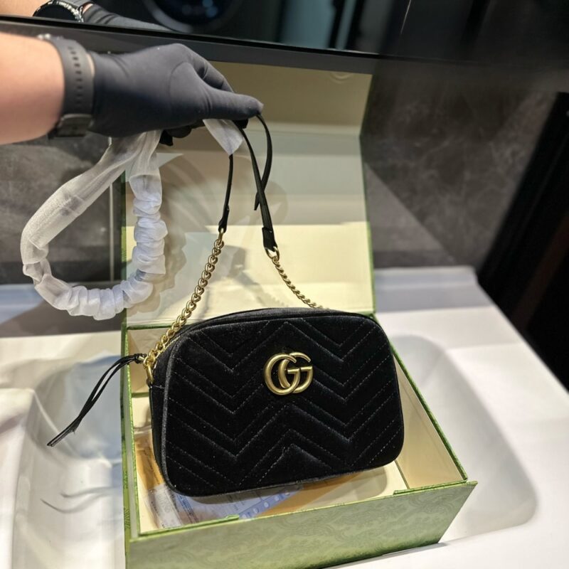 Alternative view of Gucci Small Gg Marmont Camera Bag Velvet Black 23Cm
