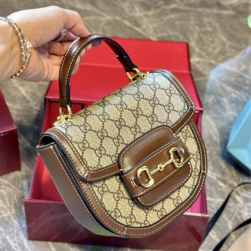 Alternative view of Gucci Horsebit 1955 Mini Top Handle Bag Beige And Ebony ‎14Cm 781387 92Tcg 8563