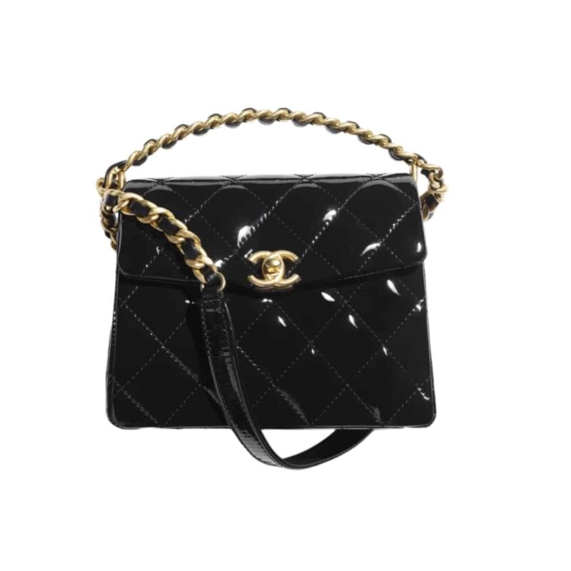 Chanel Mini Foldable Bag With Handle Polished Black 19Cm As4472 B16280 94305