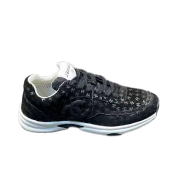 Chanel Cc Embossed Logo Suede Black