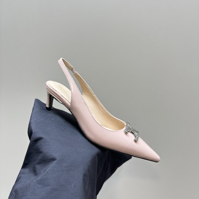 Alternative view of Celine Alma Triomphe Slingback In Glossy Calfskin Light Pink