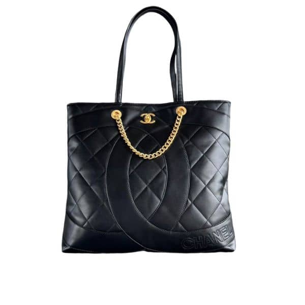 Chanel Cc Caviar Shopping Bag Black 37Cm