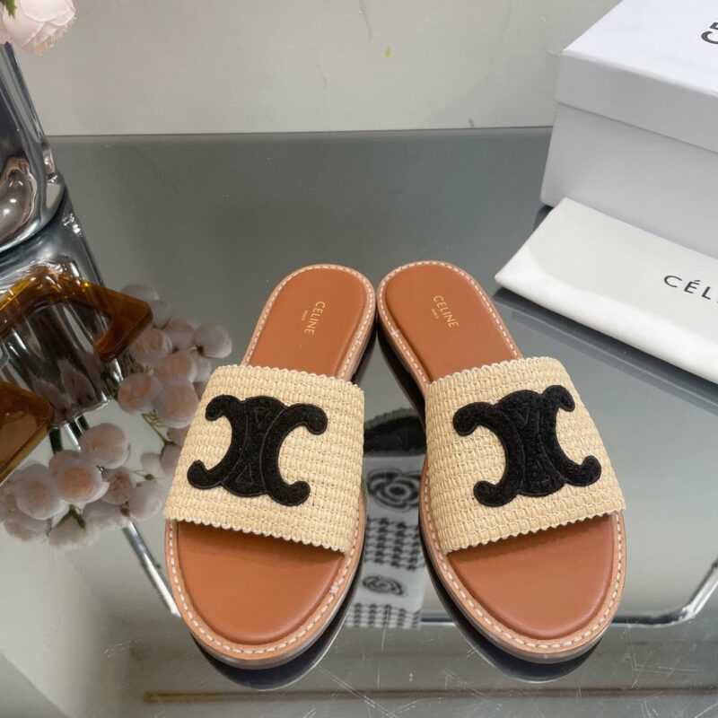 Alternative view of Celine Triomphe Mule Beige Black