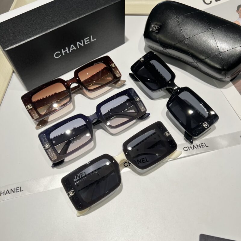 Alternative view of Chanel Rectangle Shiny Design Gradient Sunglasses Deep Blue