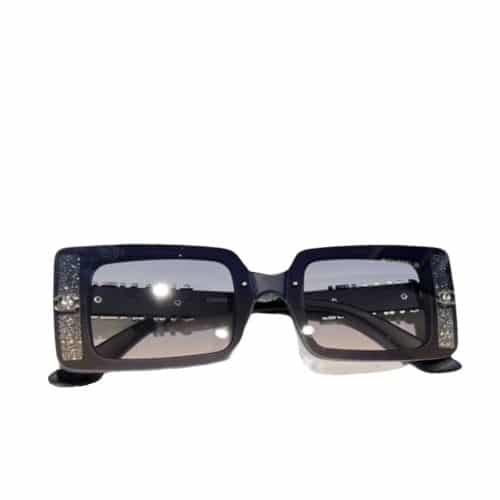 Chanel Rectangle Shiny Design Gradient Sunglasses Deep Blue