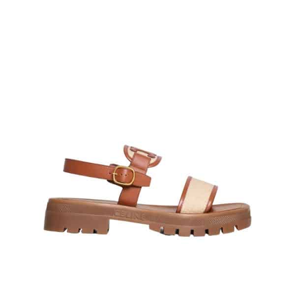 Celine Clea Triomphe Sandal In Calfskin Vegetal Tanning Beige 353872270C04Ub