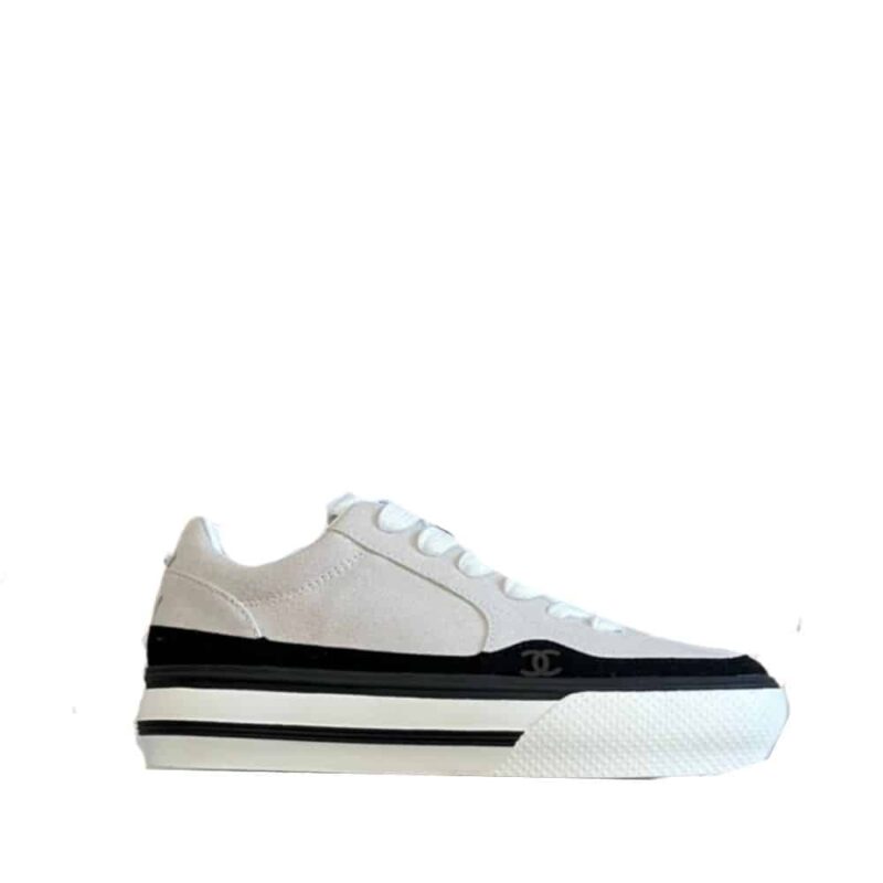 Chanel Suede Leather Runners White