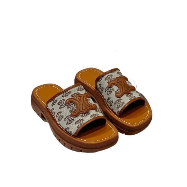 Clea Triomphe Slide In Triomphe Stamped Canvas Calfskin 348512275C19Be