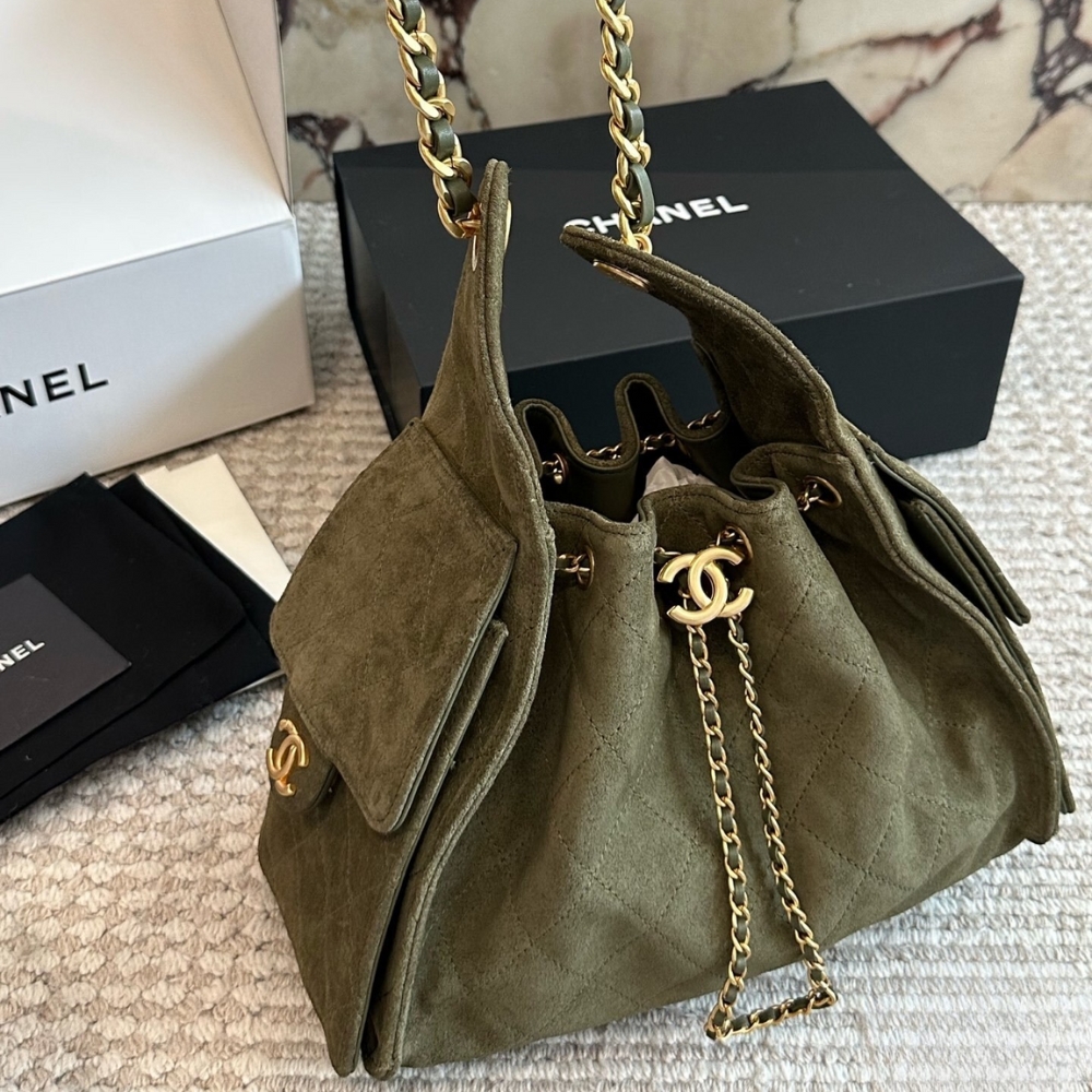 Chanel Small 25 Handbag Gold Tone Metal Khaki 26Cm - Image 2