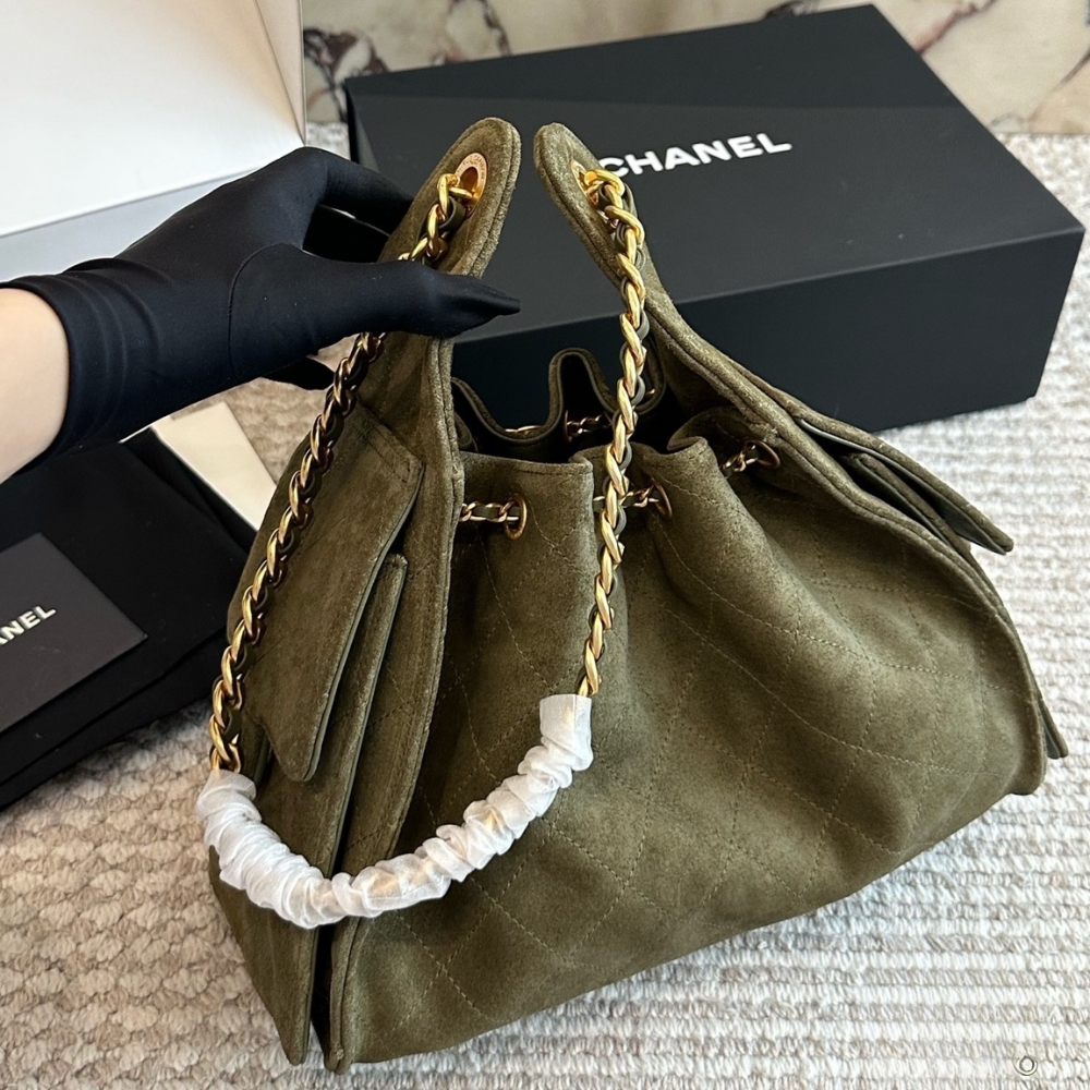 Chanel Small 25 Handbag Gold Tone Metal Khaki 26Cm - Image 4