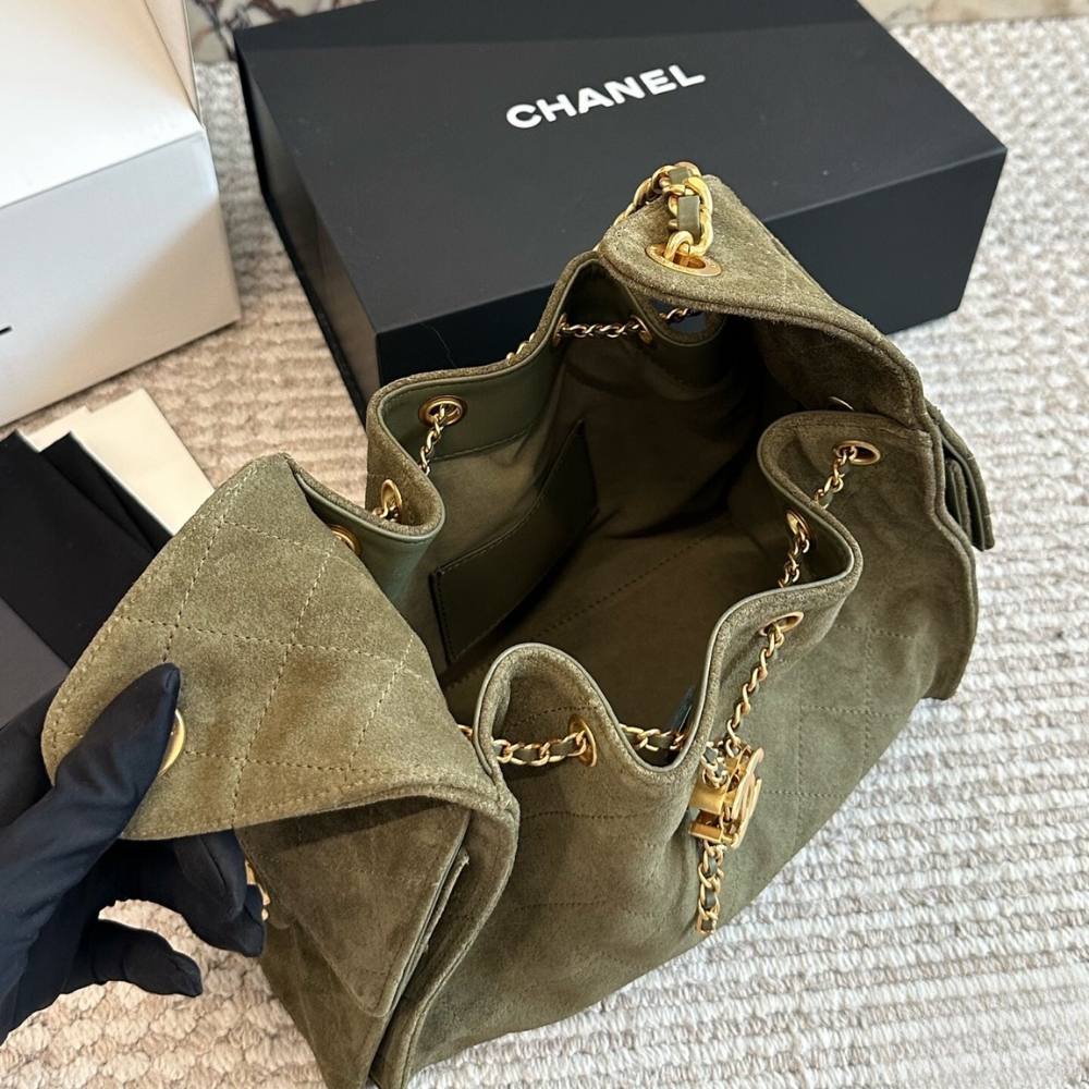 Chanel Small 25 Handbag Gold Tone Metal Khaki 26Cm - Image 5