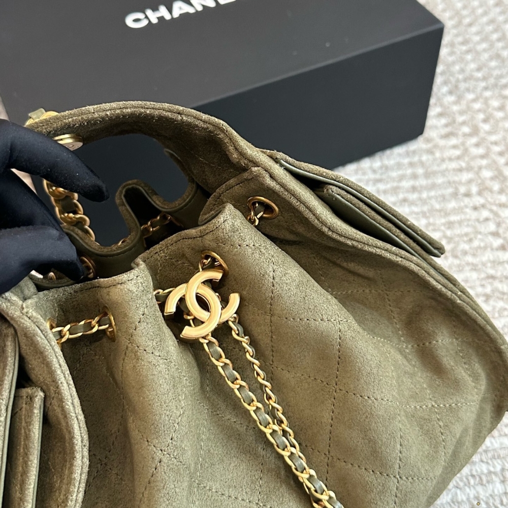 Chanel Small 25 Handbag Gold Tone Metal Khaki 26Cm - Image 6