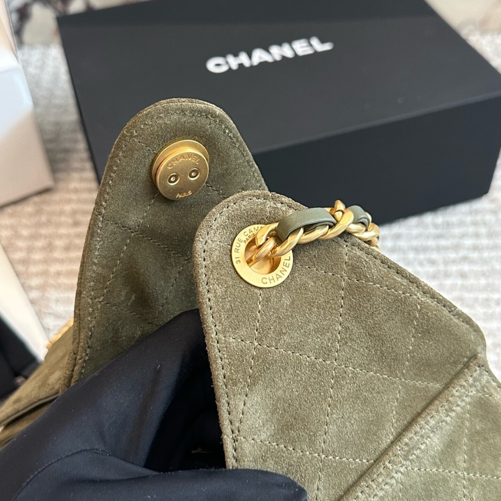 Chanel Small 25 Handbag Gold Tone Metal Khaki 26Cm - Image 7
