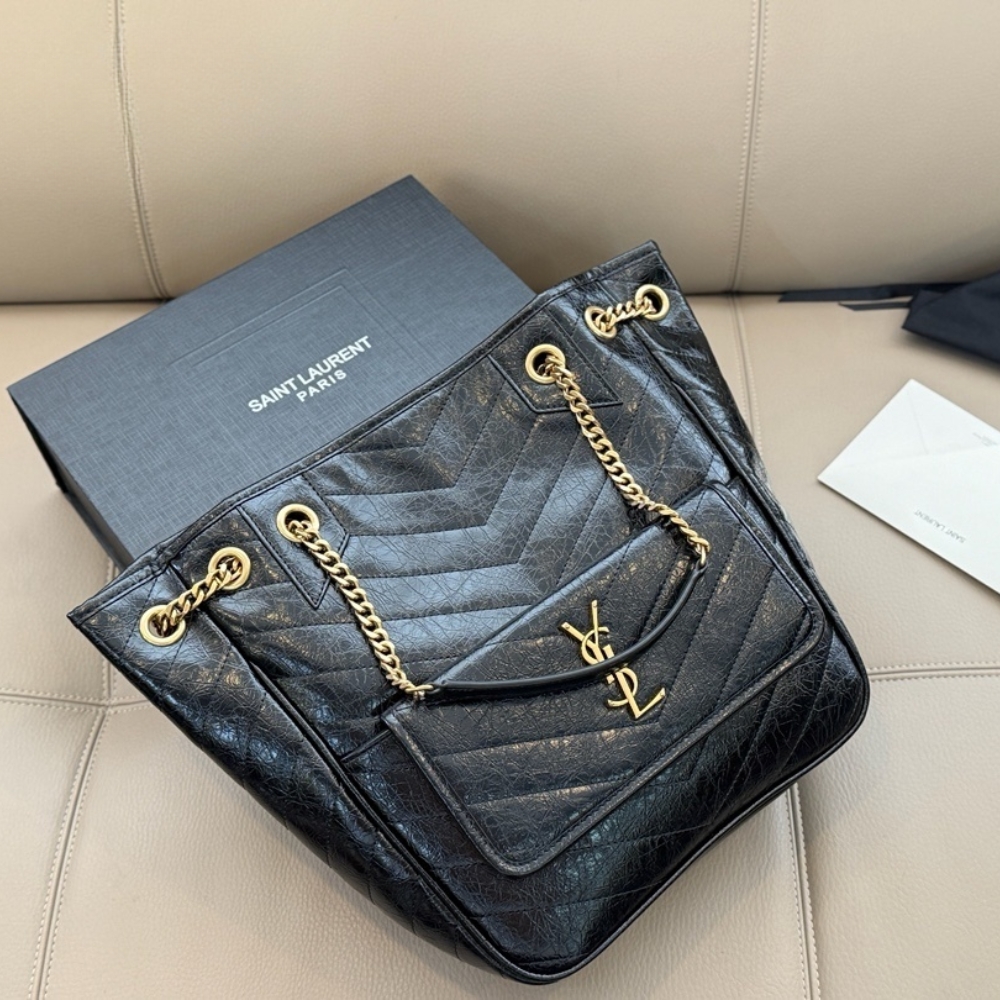 Saint Laurent Niki Small Shopping In Vintage Black Leather 30Cm 8622950EN071000 - Image 2