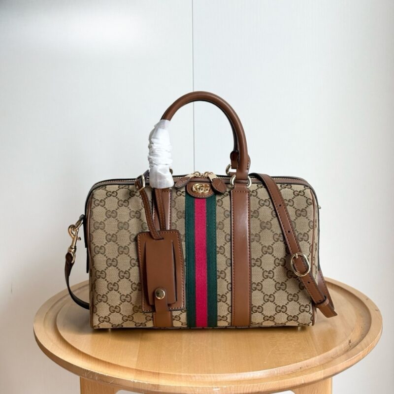 Alternative view of Gucci Ophidia Medium Boston Bag Beige And Brown GG Canvas 30Cm ‎857595 FAFUF 9870