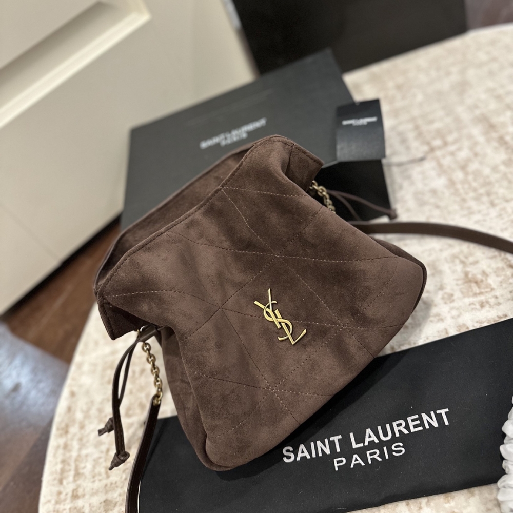 Saint Laurent Jamie Shoulder Pouch In Suede Dark Brown 26Cm - Image 2